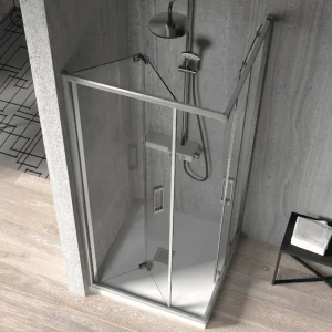 Mampara de ducha esquina Puerta Plegable + Puerta Corredera S300