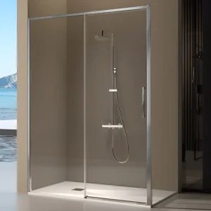 Mampara de ducha frontal + Puerta Corredera DELTA Cromado