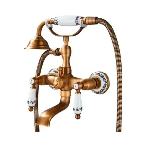 Grifo bañera retro FLORINA dorado envejecido