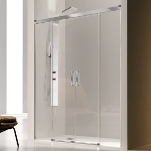 Mampara de ducha frontal 2 Fijos + 2 Puertas Correderas GLASÉ