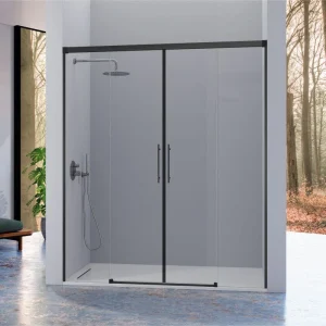 Mampara de ducha frontal 2 Fijos + 2 Puertas Correderas URBAN Negro