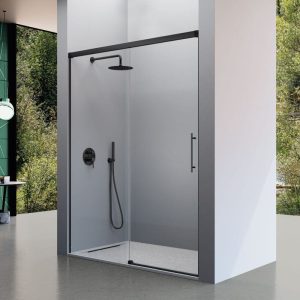 Mampara de ducha frontal + Puerta Corredera URBAN Negro