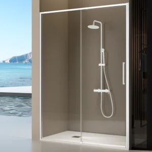 Mampara de ducha frontal + Puerta Corredera DELTA Blanco