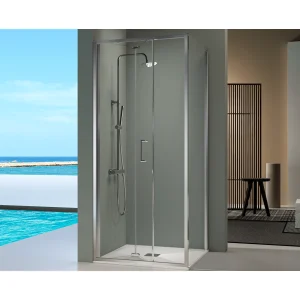 Mampara de ducha esquina Panel fijo + Puerta plegable PRISMA