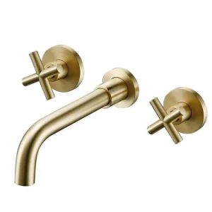 Grifo bimando lavabo empotrado CARBINI oro cepillado