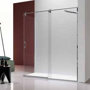 Mampara de ducha frontal + Puerta Corredera SLIM perfil Cromado