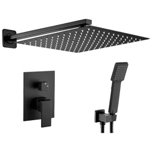 Conjunto de ducha monomando empotrada a pared MILTON negro mate