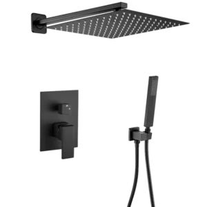 Conjunto de ducha empotrada monomando a pared TILSO negro mate