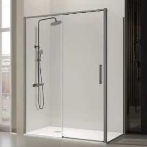 Mampara de ducha frontal + Puerta Corredera DELTA Gun Metal